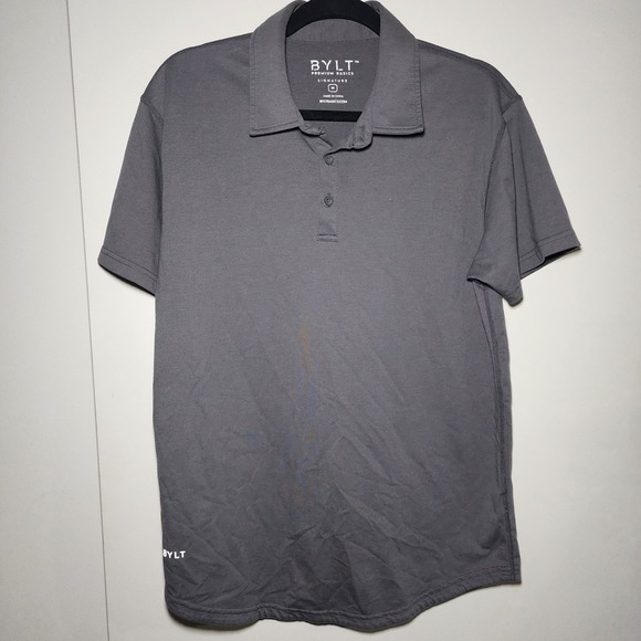 BYLT Premium Basics Other - BYLT Premium Basics Signature Polo Mens Medium Charcoal Grey Short Sleeve Shirt
